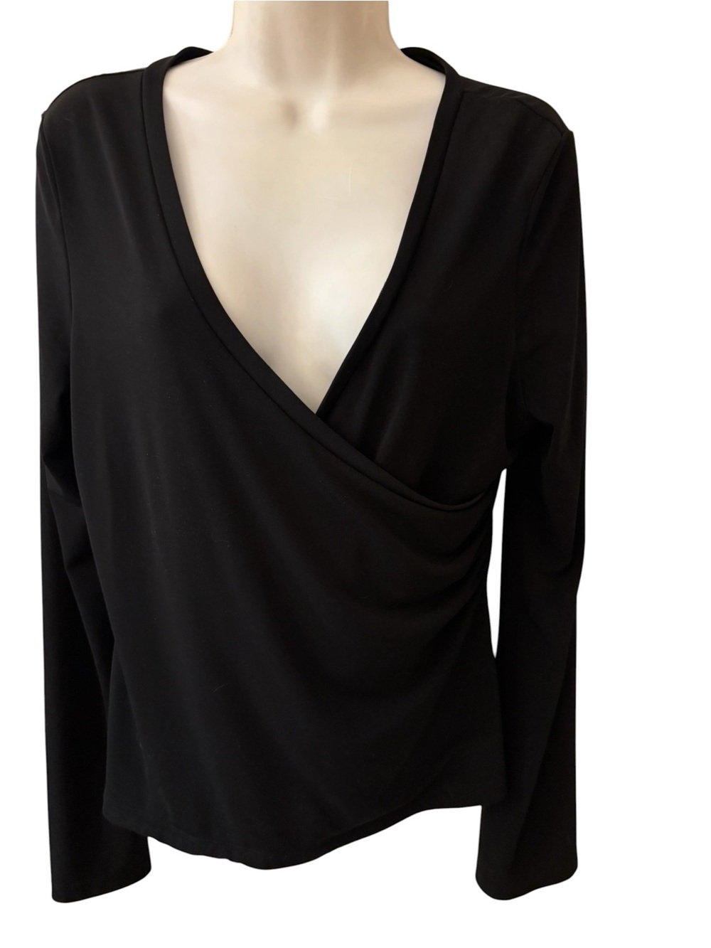 Express Faux Wrap V-Neck Long Sleeve Top